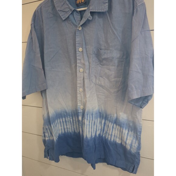 Vintage OTB OneTouch brand linen cotton men's XL tie dye button down - Picture 4 of 6